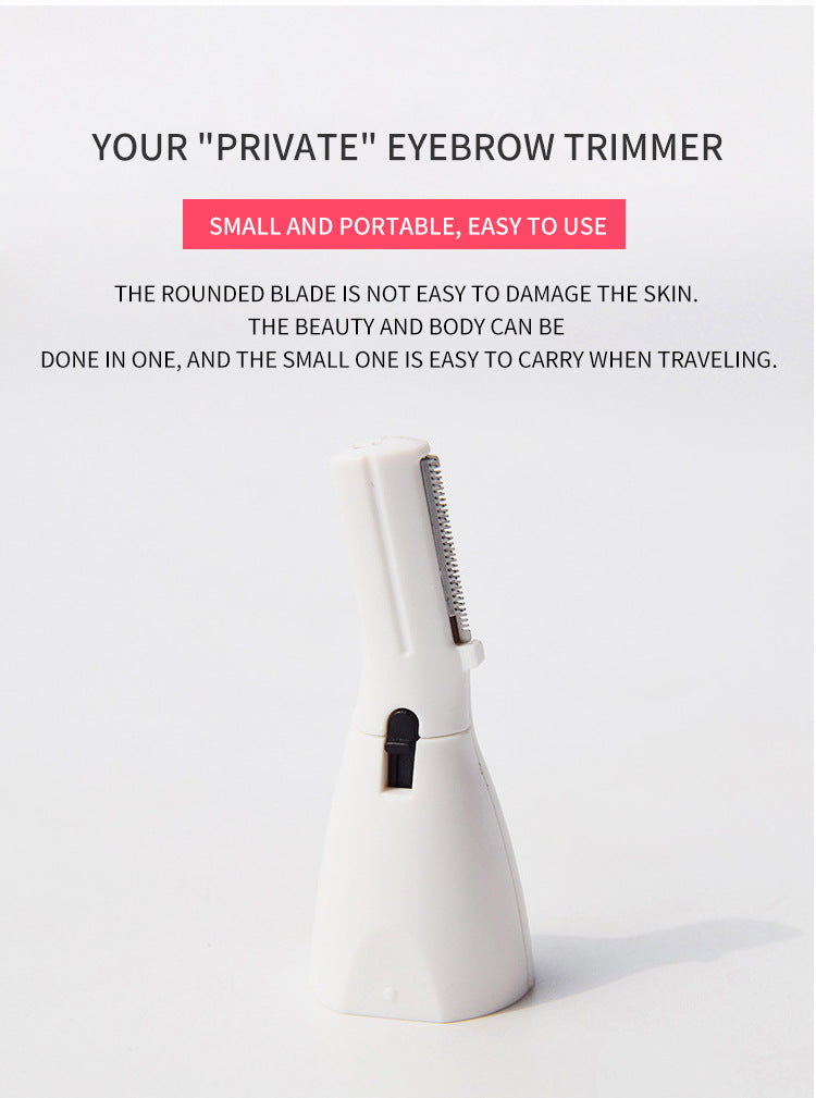 Eyebrow trimmer with text on a white background
