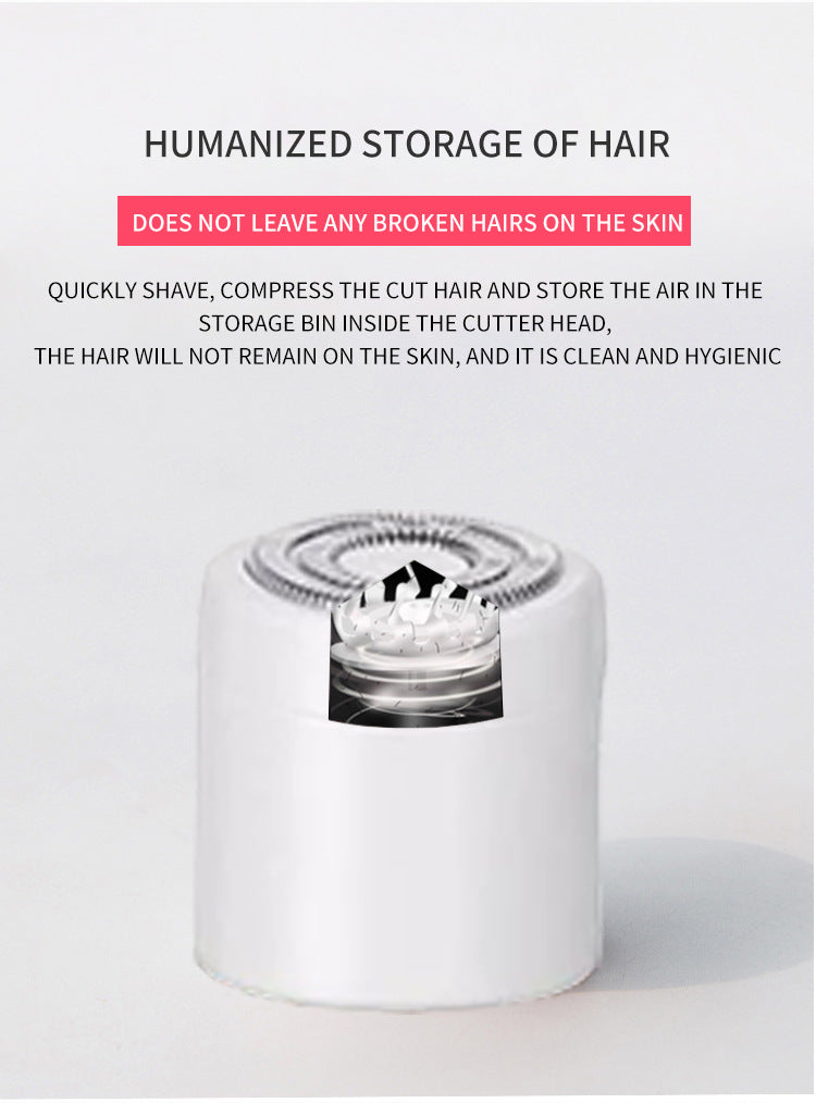 Hair storage device with text explaining its hygienic feature on a white background