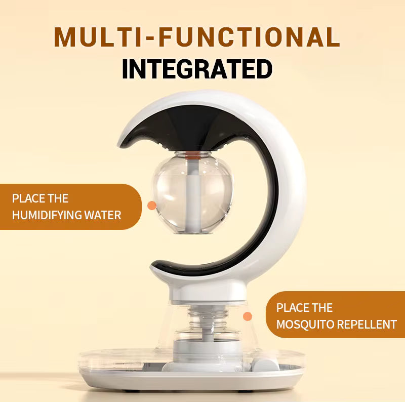 Humidification mosquito repellent device with product information on a beige background