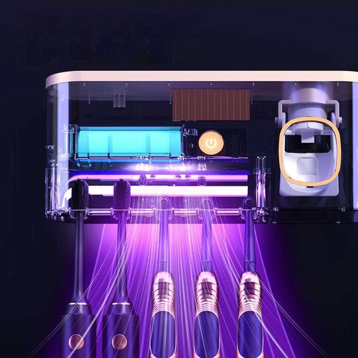 teeth cleaning machine with UV light on a dark background