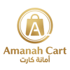 Gold logo of Amanah Cart with a shopping bag icon and Arabic text on a white background